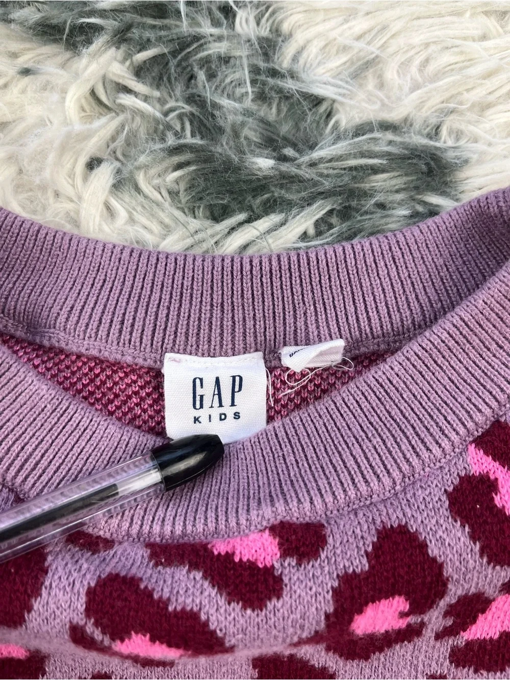 Gap Kids Girl Purple Pink Relaxed Intarsia Sweatshirt Size XXL 14-16